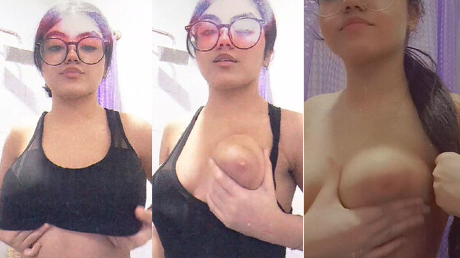 Sexy Goggles Beauty Exposing And Playing With Her Massive Tits in a Solo Porn Video
